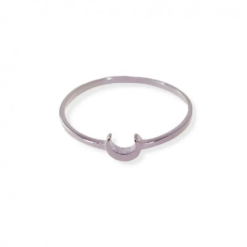 Sortija plata Ley 925m mujer cabeza forma luna 5 mm. combinada lisa