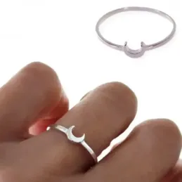 Sortija plata Ley 925m mujer cabeza forma luna 5 mm. combinada lisa