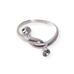 Sortija plata Ley 925m mujer forma enlazada cabeza lisa detalle chato