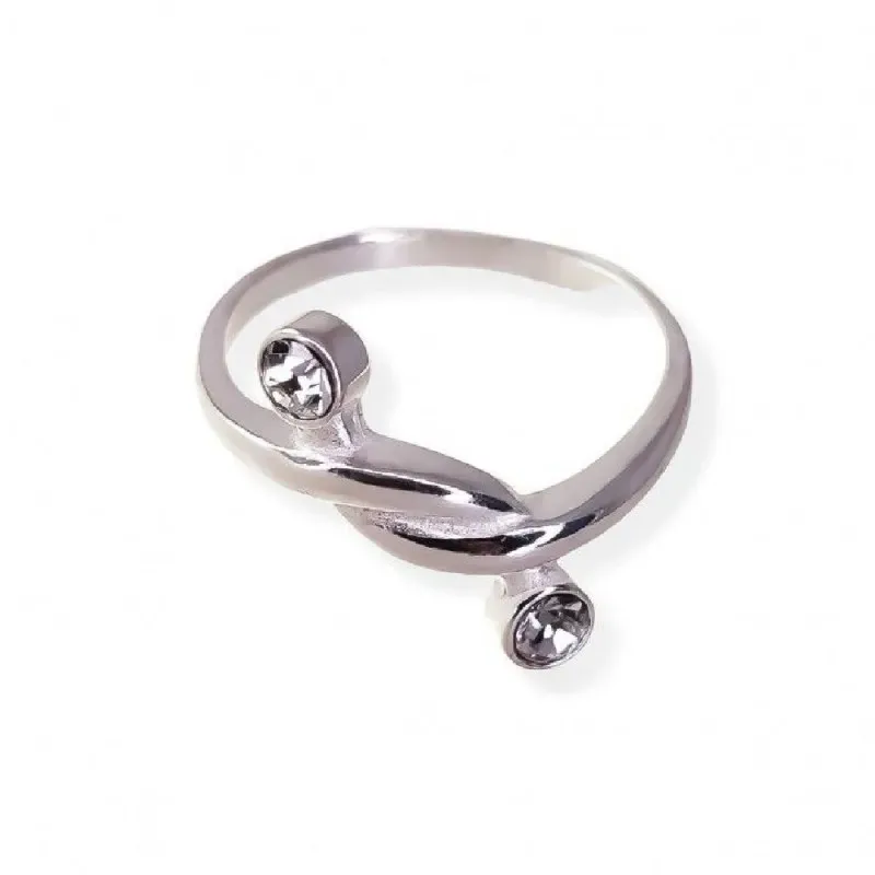 Sortija plata Ley 925m mujer forma enlazada cabeza lisa detalle chato