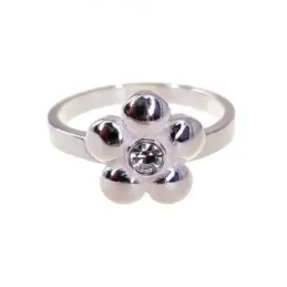 Sortija plata Ley 925m mujer cabeza forma flor lisa combinada circoni