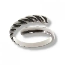 Sortija plata Ley 925m mujer dos bandas abiertas lisa combinada gallo