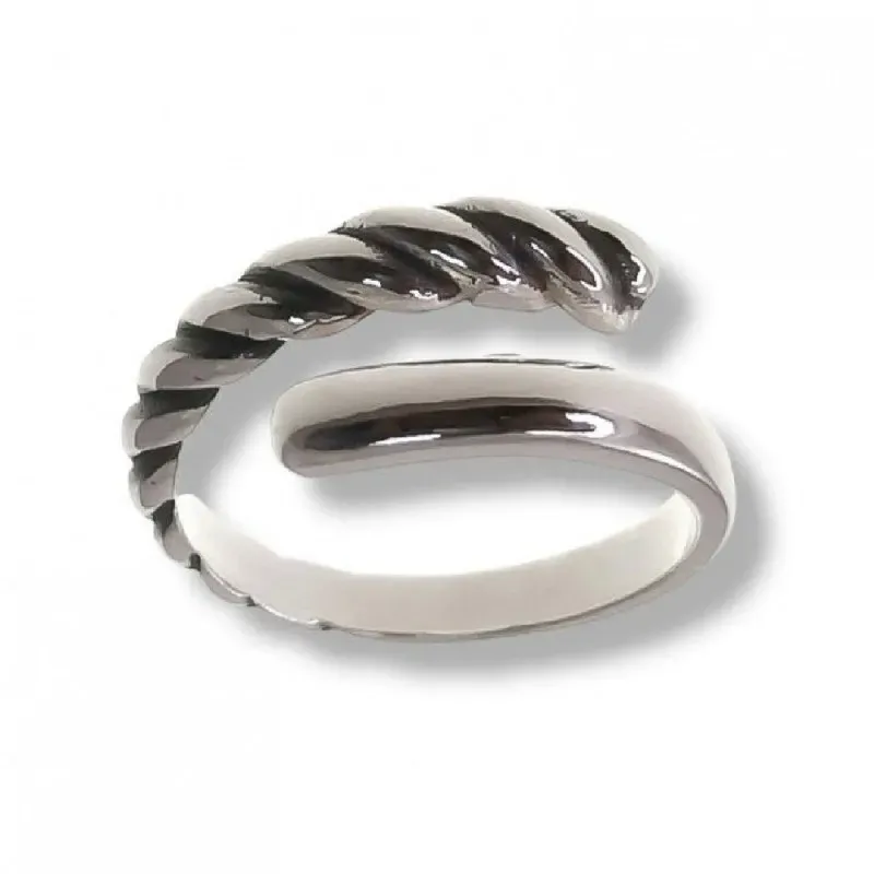 Sortija plata Ley 925m mujer dos bandas abiertas lisa combinada gallo