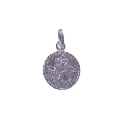 San Cristóbal medalla plata Ley 925m unisex 12 mm. detalle bisel