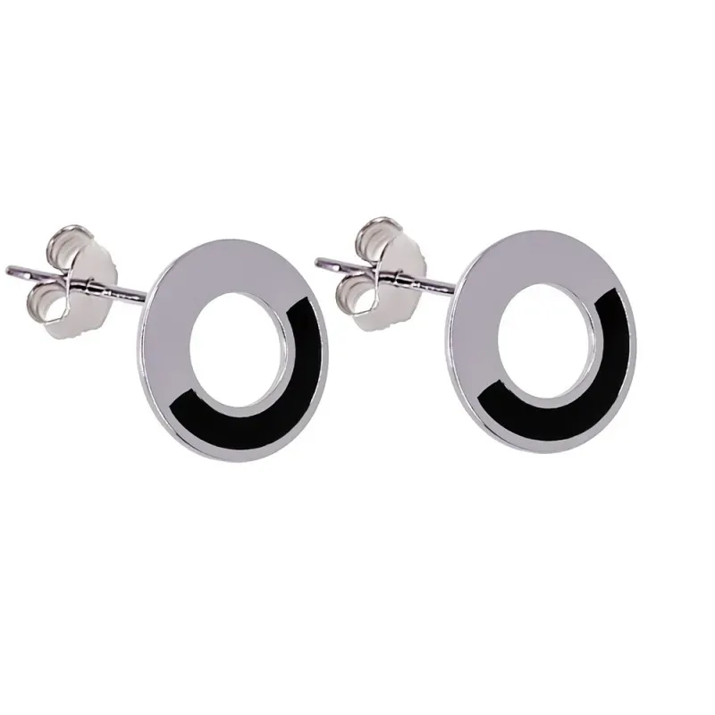 Pendientes plata Ley 925m mujer disco 12 mm. calado centro esmaltado