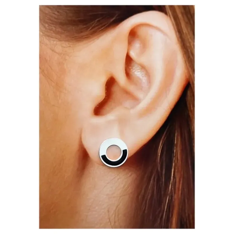 Pendientes plata Ley 925m mujer disco 12 mm. calado centro esmaltado