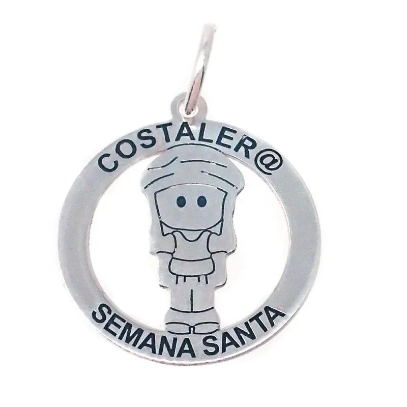Costalero colgante plata Ley 925m Semana Santa aro 20 mm. calado