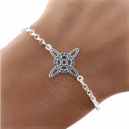 Nudo de Bruja Pulsera Plata Ley 925m mujer 17 cm. cadena rolo reasa a