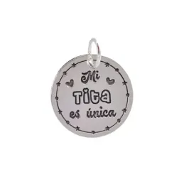 Golgante Plata Ley 925m MI TITA ES ÚNICA disco 21 mm. corazones estre