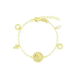Pulsera Plata Ley 925m chapada oro 14 cm. Virgen Niña Primera Comunió