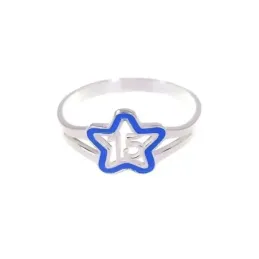 Sortija Plata Ley 925m niña estrella 10 mm. esmaltada calada centro n