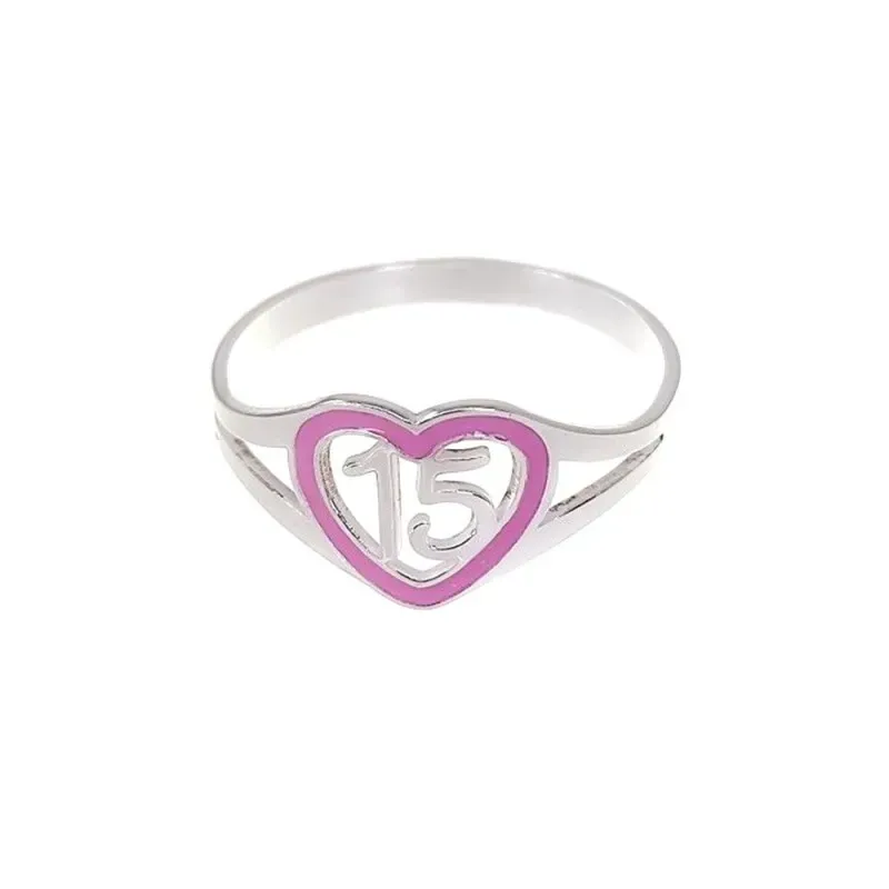 Sortija Plata Ley 925m niña corazón 10 mm. esmaltado calado centro nú