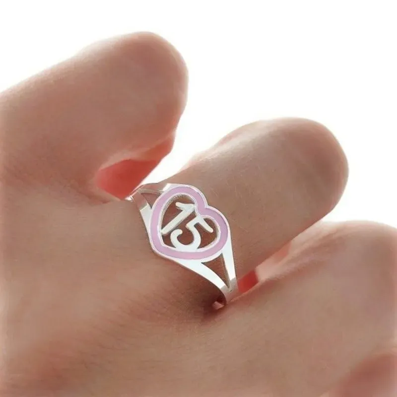Sortija Plata Ley 925m niña corazón 10 mm. esmaltado calado centro nú