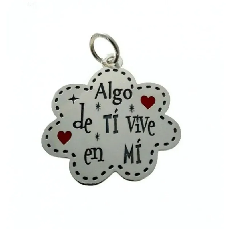 Colgante Plata Ley 925m uisex 25 mm. flor enamorados ALGO DE TI VIVE