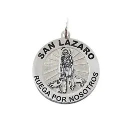 San Lázaro medalla plata Ley 925m unisex 20 mm. figura centro mate br
