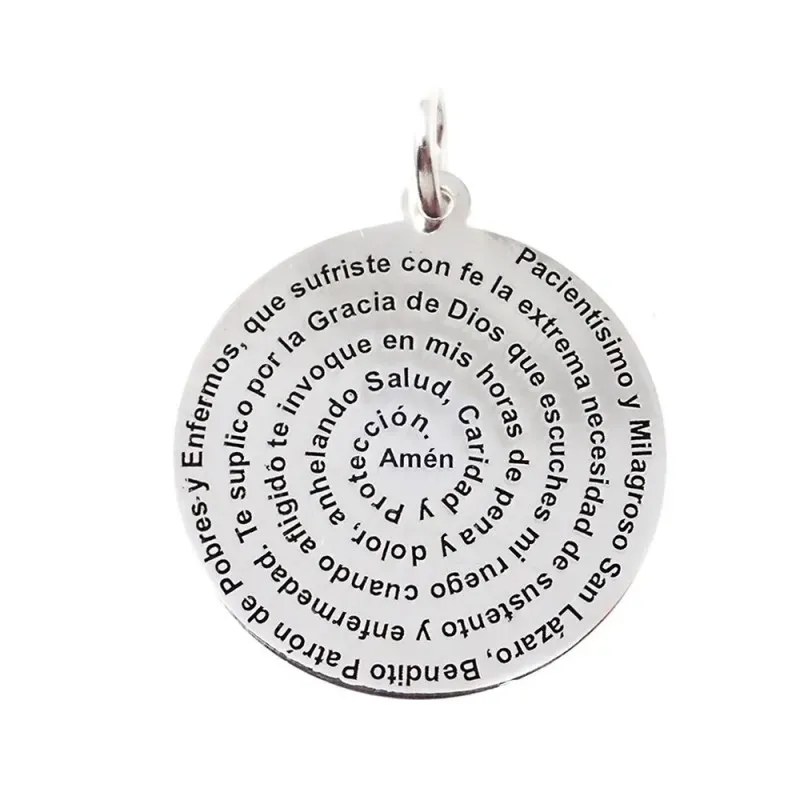 San Lázaro medalla plata Ley 925m unisex 20 mm. figura centro mate br