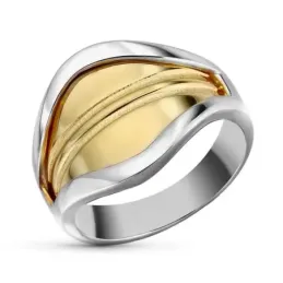 Sortija Oro Bicolor 18k mujer detalle dos lines mate centro