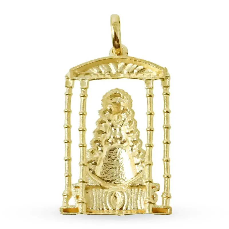 Virgen del Rocío Bajo Palio Colgante en Oro de 18k macizo de 34 mm. s
