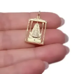 Virgen del Rocío Bajo Palio Colgante en Oro de 18k macizo de 24 mm. d