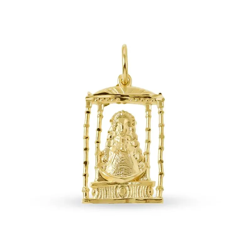 Virgen del Rocío Bajo Palio Colgante en Oro de 18k macizo 20 mm. con