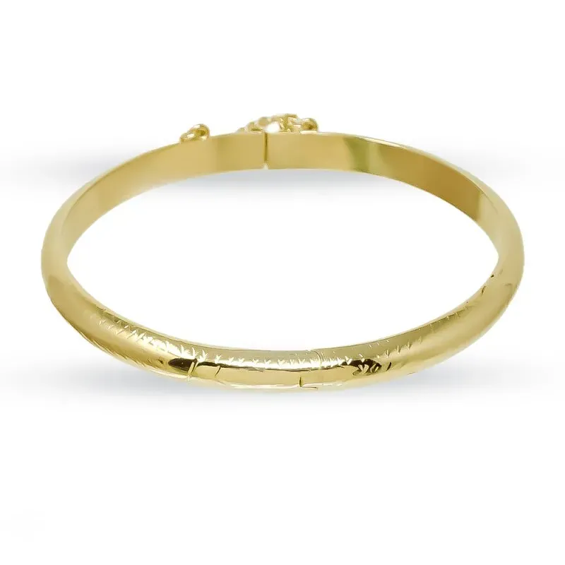 Pulsera Rígida Media Caña en Plata de Ley 925m chapada en oro de 65 m