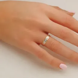 Alianza oro 18k bicolor 4mm. [8068]
