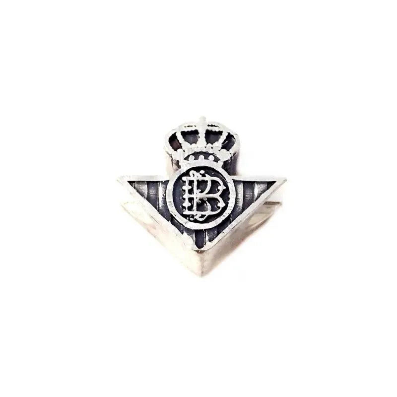 Real Betis escudo charm icono plata Ley 925m 12mm. tallado trasera ta
