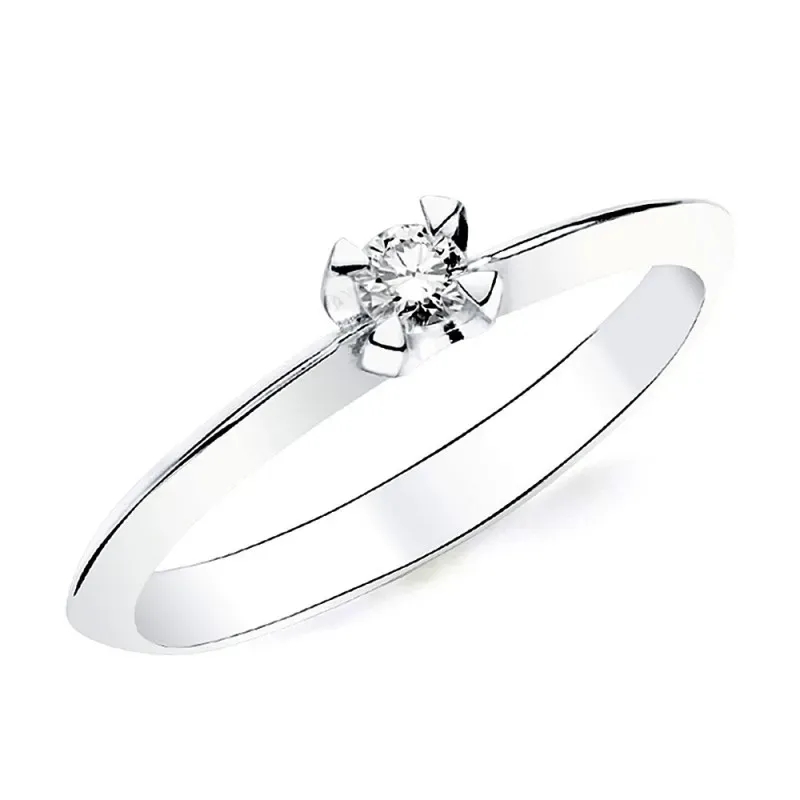 Solitario oro blanco 18k 1 diamante brillante 0,100ct. [AB2829]