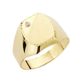 Sello oro 9k caballero circonita tallado [AB3661GR]