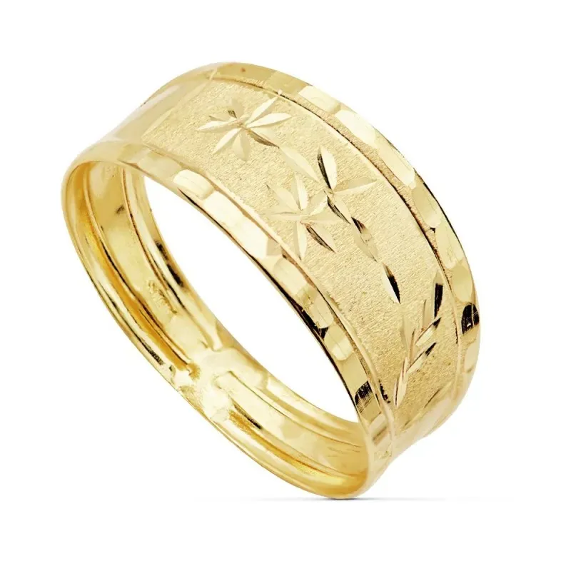 Sortija oro 18k tallada ancho máximo cabeza 8mm. [AC0164]
