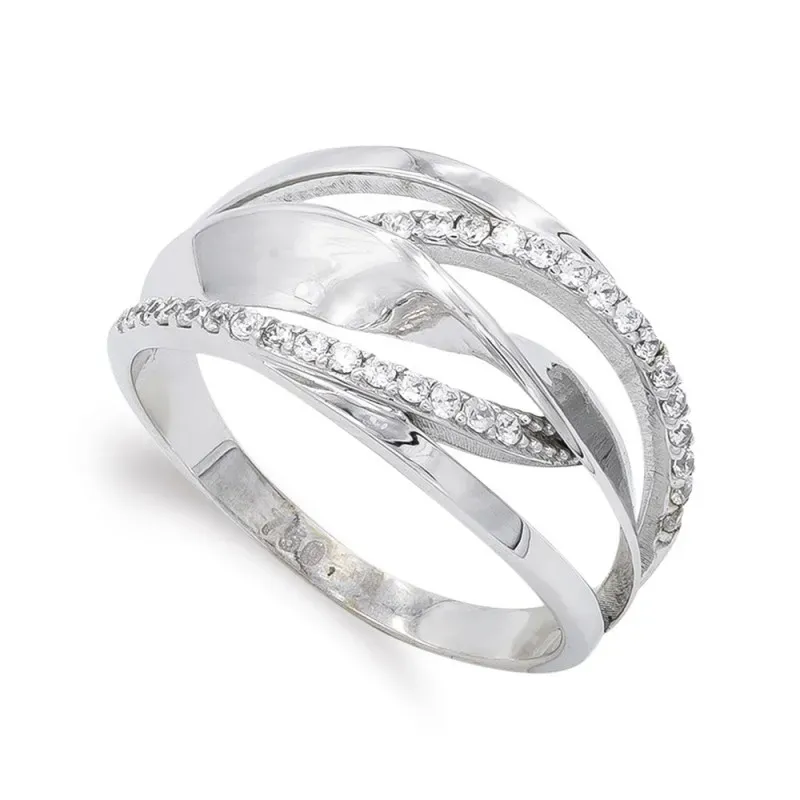 Sortija oro blanco 18k mujer circonitas formas combinadas