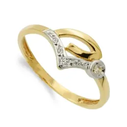 Sortija oro bicolor 18k mujer circonitas formas combinadas caladas li