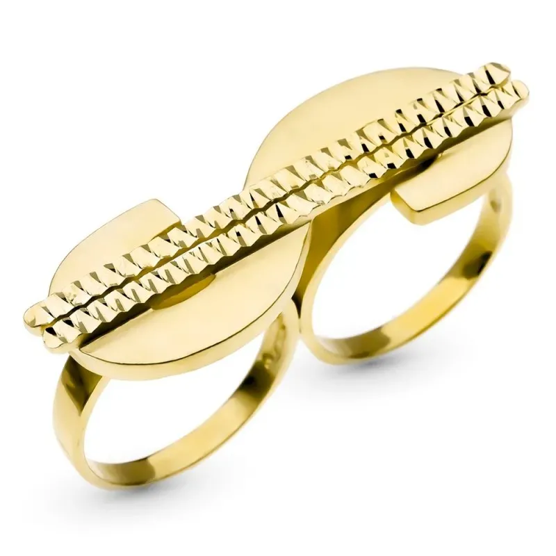 Sello oro 18k hombre símbolo dolar detalles tallados dos cuerpos