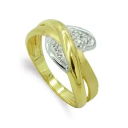 Sortija oro bicolor 9k mujer dos hilos piedra ovalada centro color co