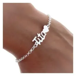 Pulsera plata Ley 925m mujer 17 cm. rolo TITA corazón reasa