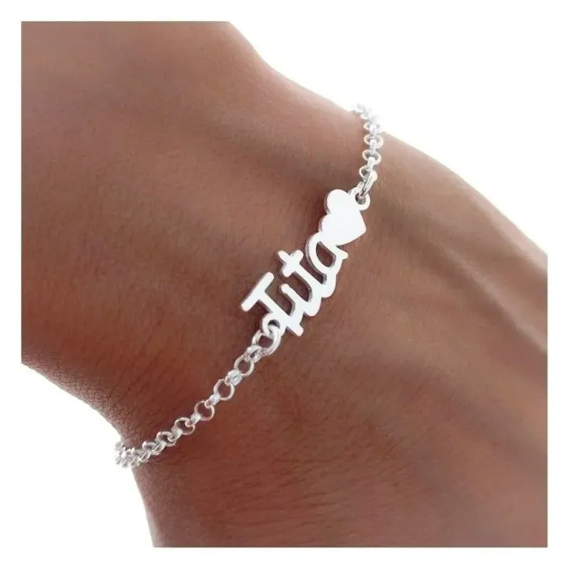 Pulsera plata Ley 925m mujer 17 cm. rolo TITA corazón reasa