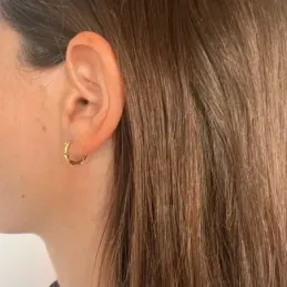 Pendientes oro 18k mujer aros 14mm. retorcidos huecos