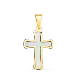 Cruz oro 18k nácar 18mm. [AB2908]