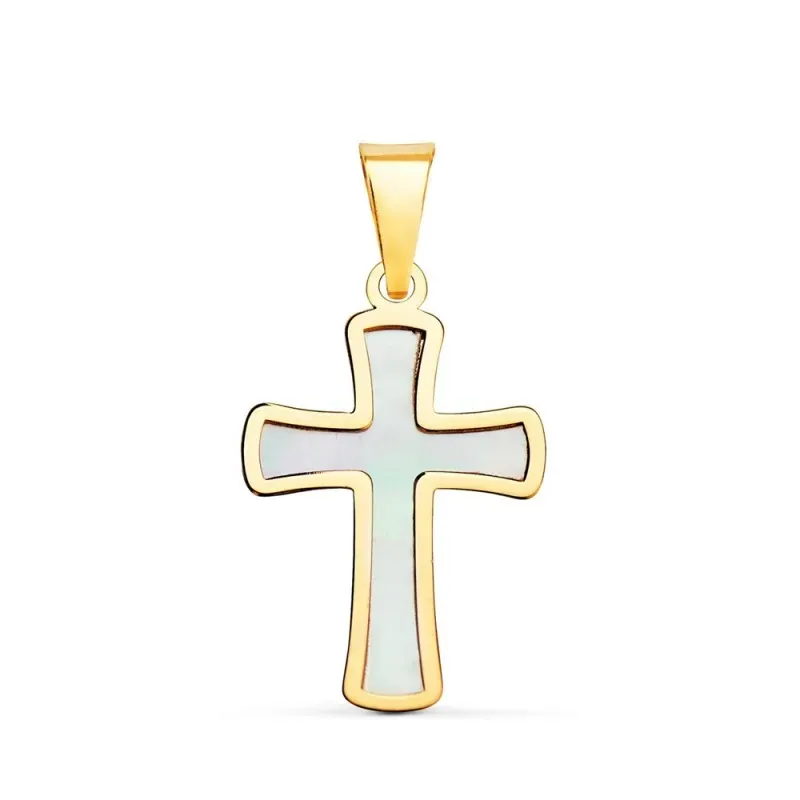 Cruz oro 18k nácar 18mm. [AB2908]