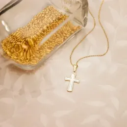 Cruz oro 18k nácar 18mm. [AB2908]