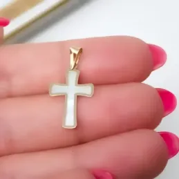 Cruz oro 18k nácar 18mm. [AB2908]