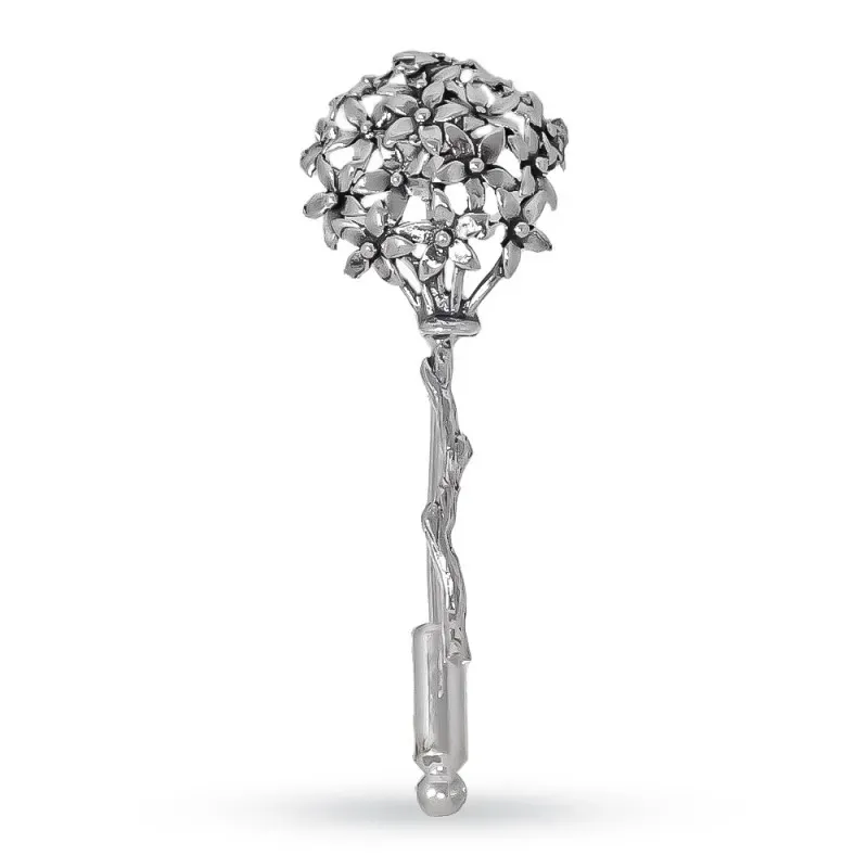 Biznaga Alfiler en Plata de Ley 925m macizo de 48 mm. flor de jazmín