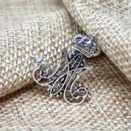 Escudo Anagrama Mariano M de María Alfiler en Plata de Ley 925m maciz
