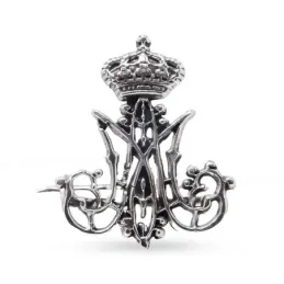 Escudo Anagrama Mariano M de María Alfiler en Plata de Ley 925m maciz