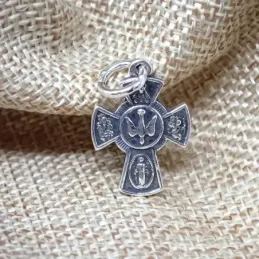 Cruz Espíritu Santo en Plata de Ley 925m de 22 mm. con Sagrado Corazó