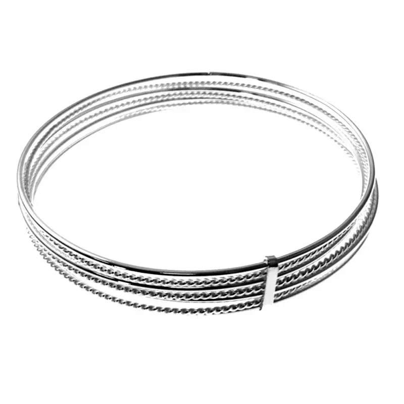 Pulsera plata Ley 925m semanario aros lisos reliados [AC0346]