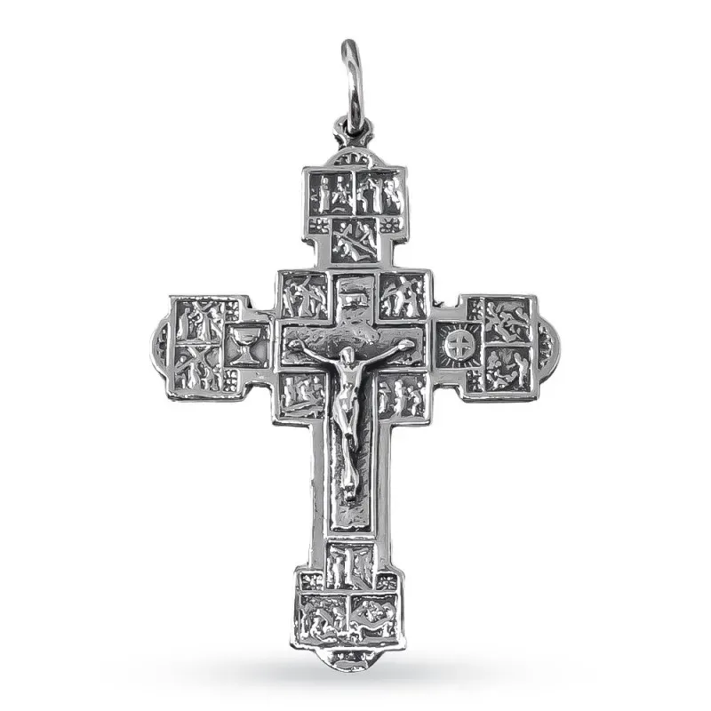 Cruz de la Pasión Colgante de Latón con 69 mm. representación Viacruc