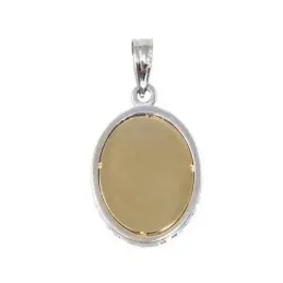 Medalla oro 9k Virgen Niña 20x13 bicolor ovalada circonita [7072]