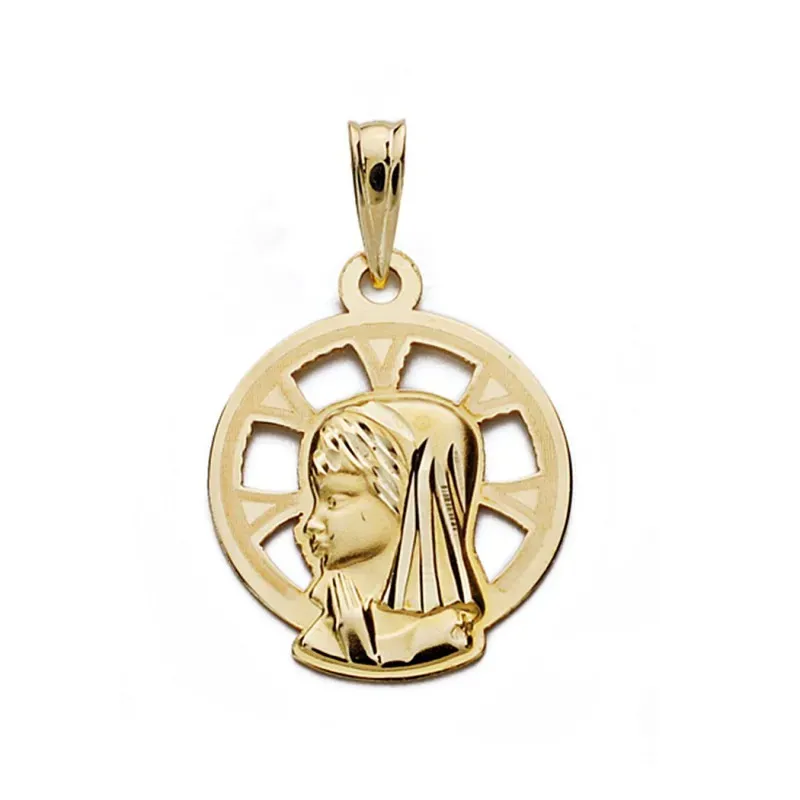 Medalla oro 9k Virgen Niña 18mm. [AA0744]