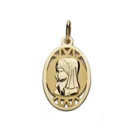 Medalla oro 9k Virgen Niña oval 21mm. [AA0794]